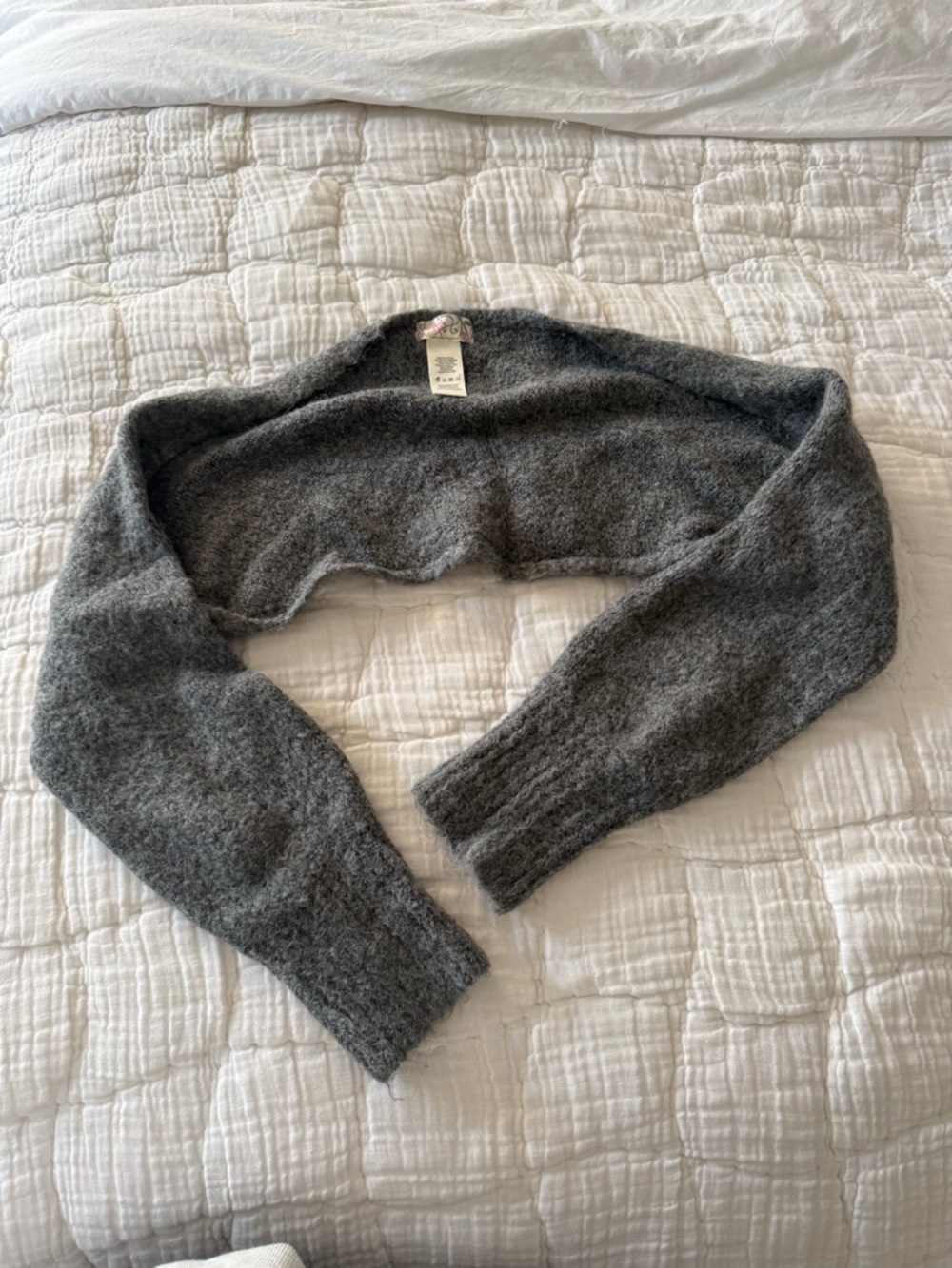Women's Cropped Gray Bolero Sweater Shrug - free people